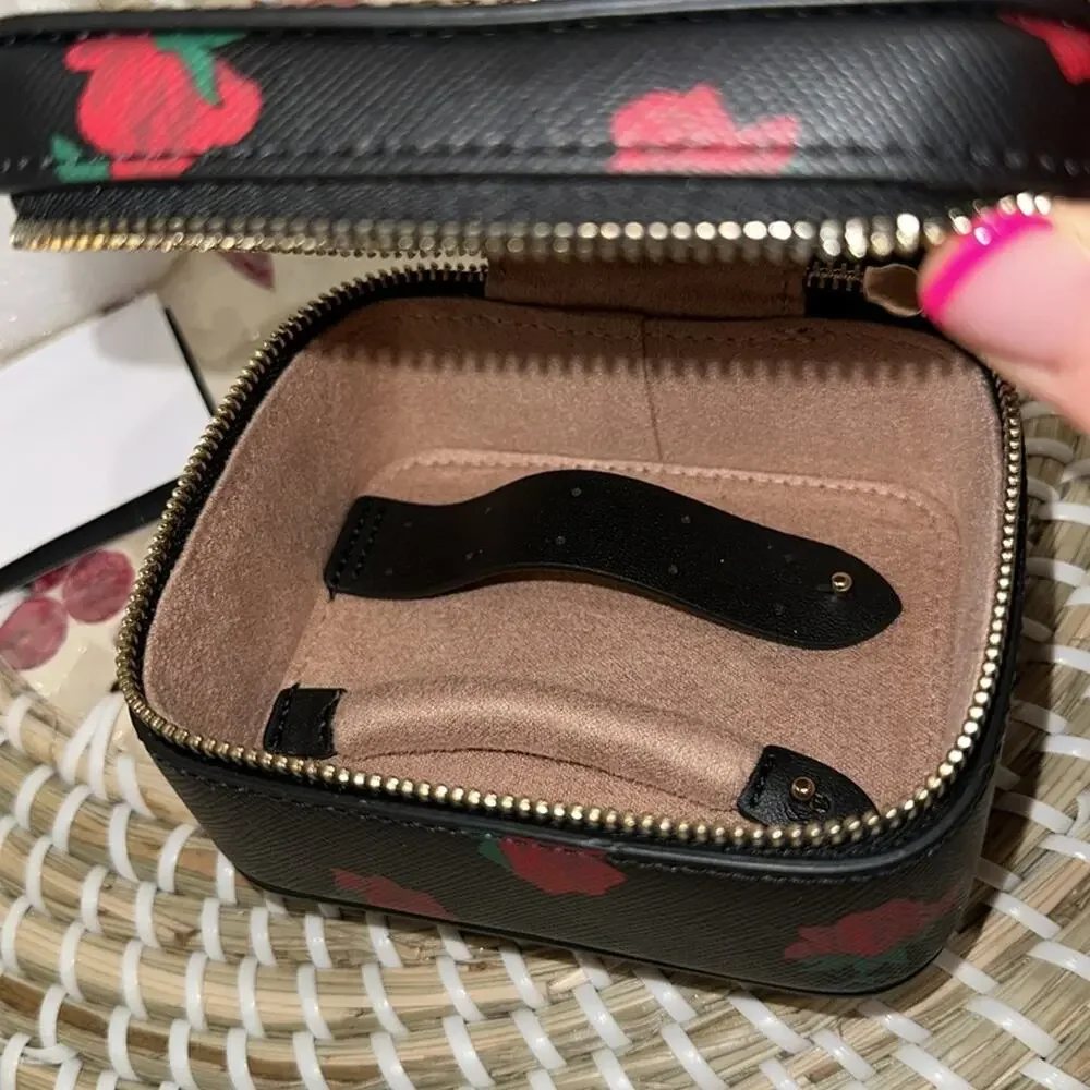 Kate spade Madison rose toss print faux leather jewelry case NEW